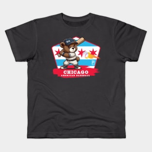 USA - American BASEBALL - Chicago - Baseball mascot - Chicago baseball Kids T-Shirt